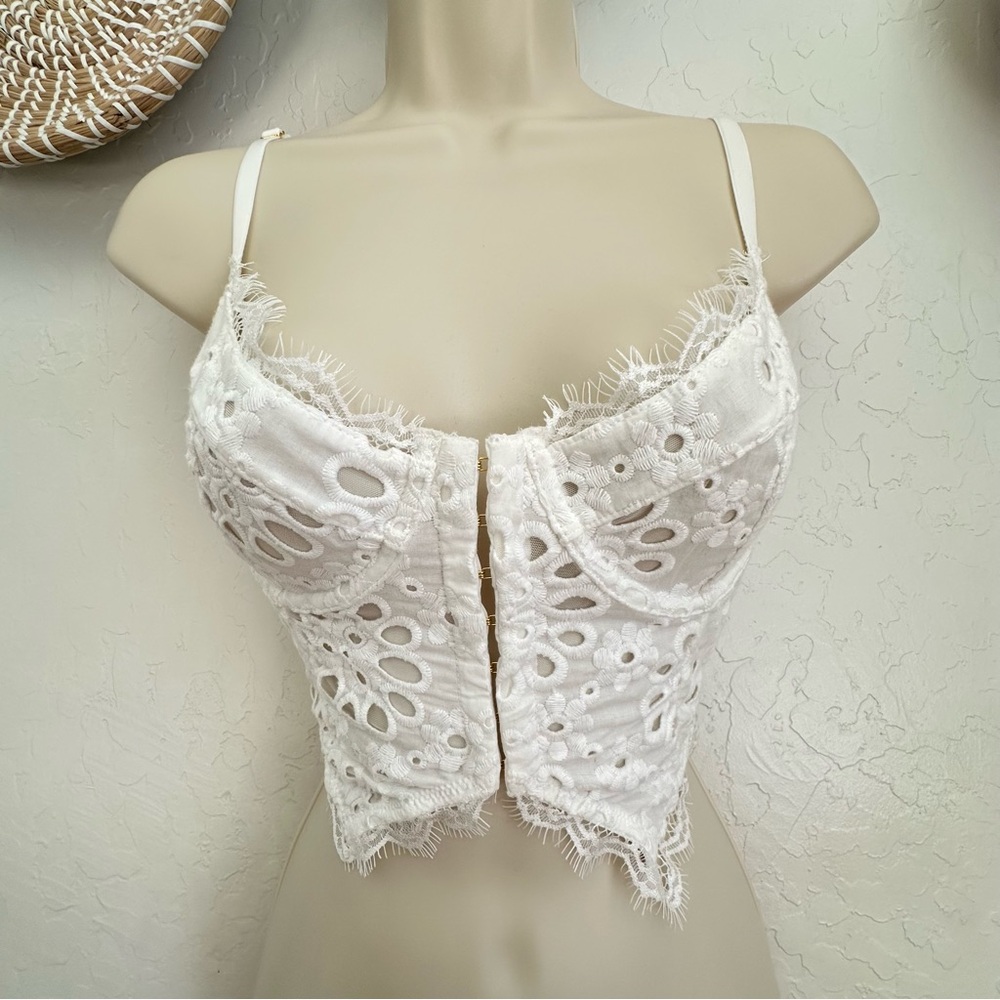 Anthropologie White Eyelet Lace Top